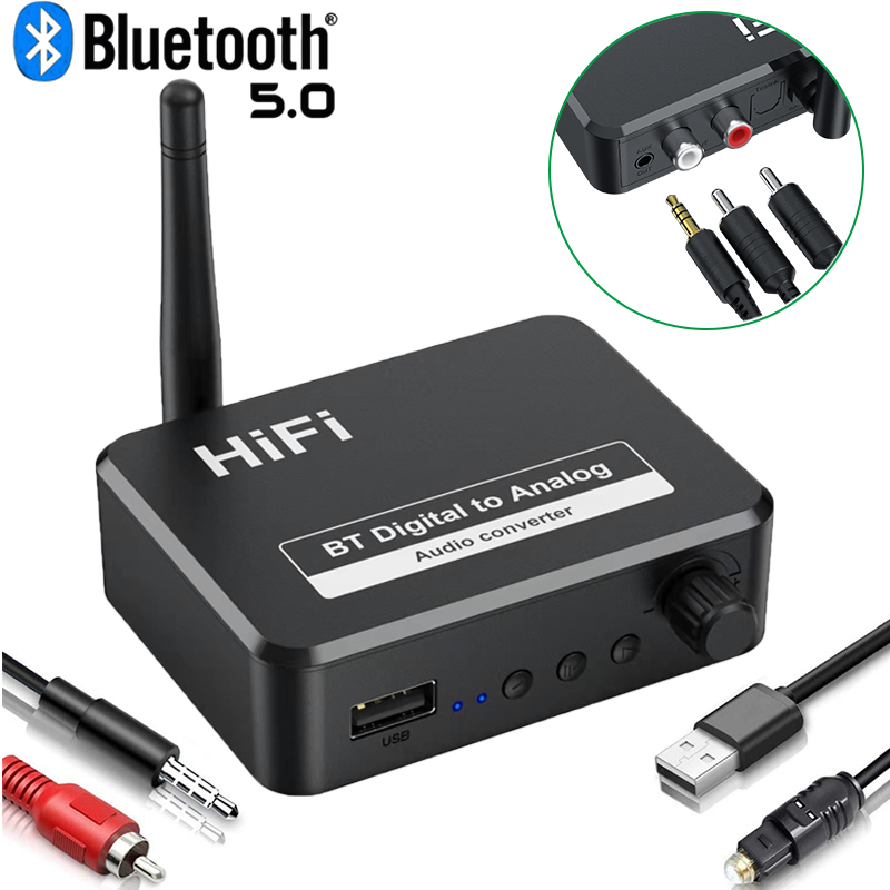 Bluetooth Adapter Receiver - Adaptador de áudio digital para analógico,